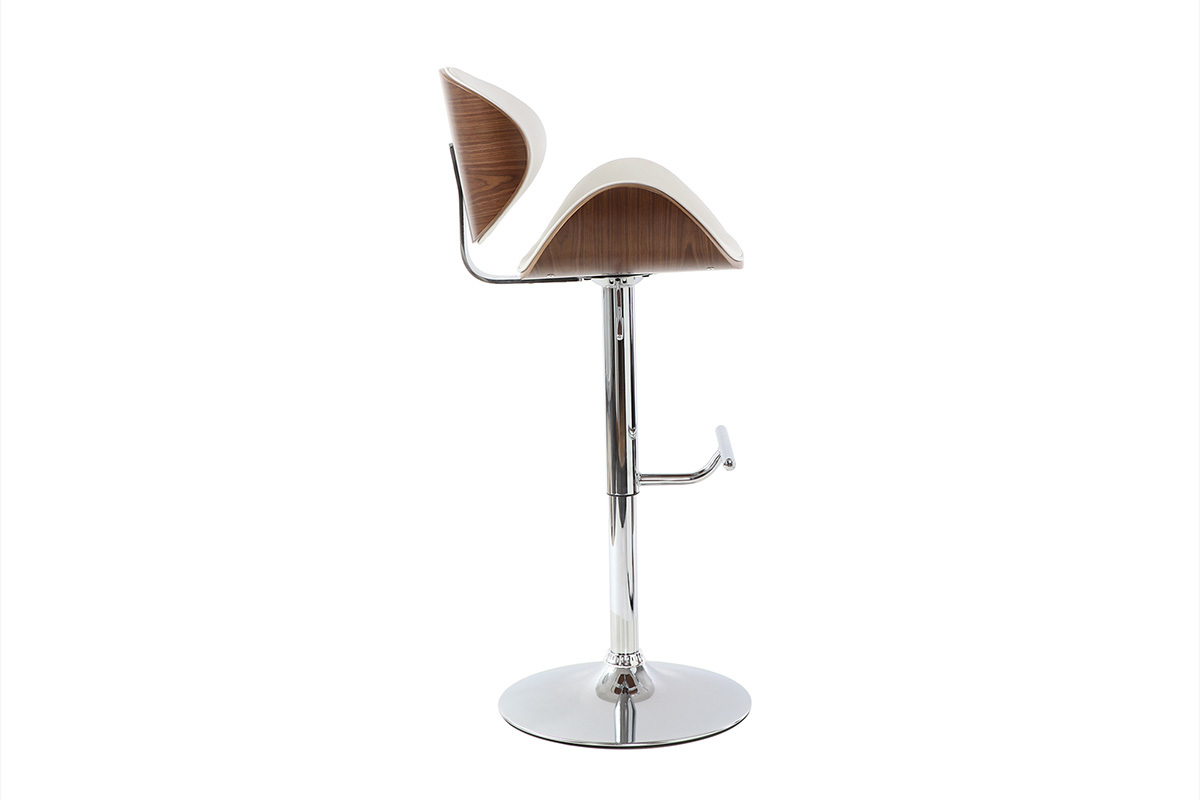 Taburete de bar de dise�o blanco y madera oscura WALNUT