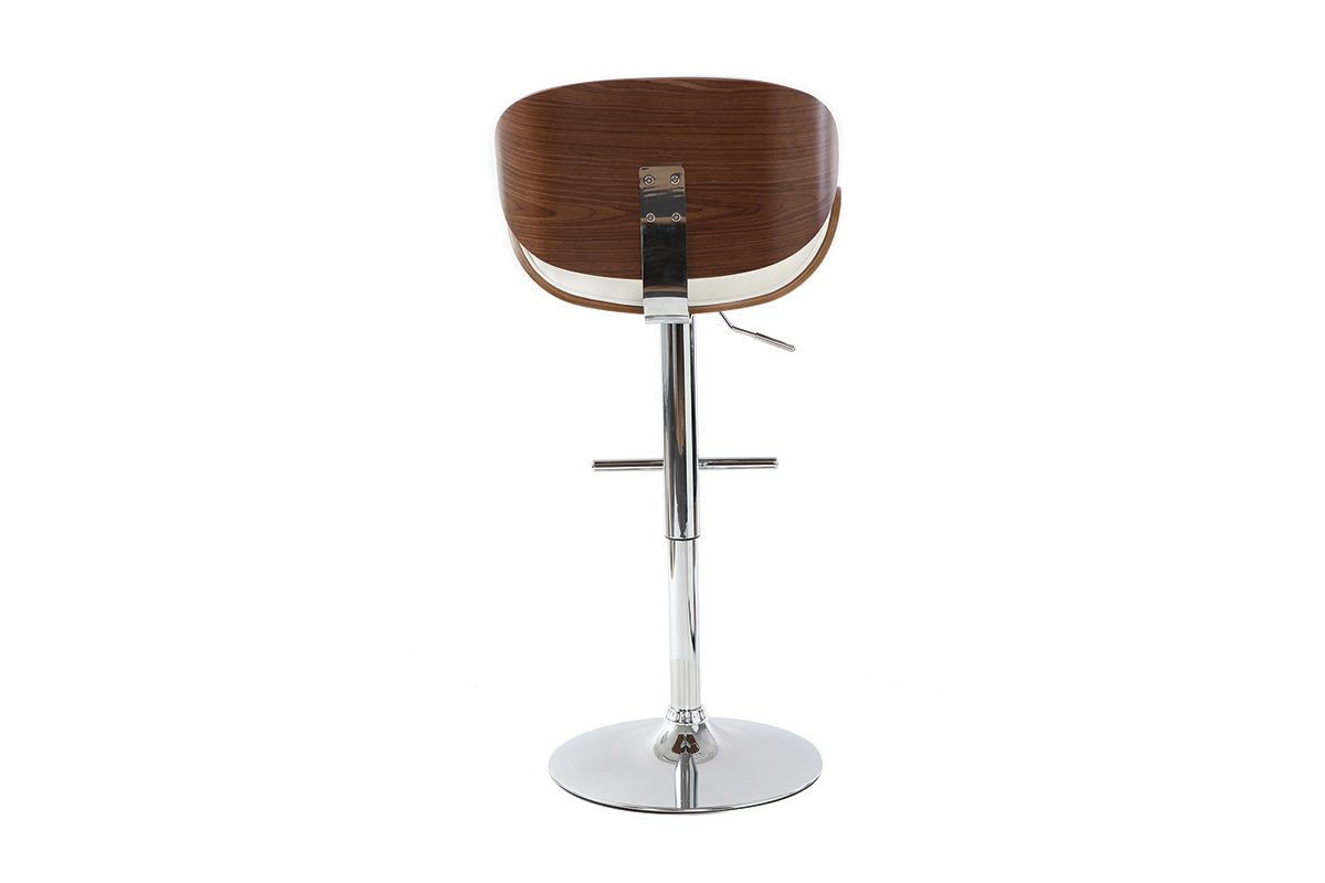 Taburete de bar de dise�o blanco y madera oscura WALNUT