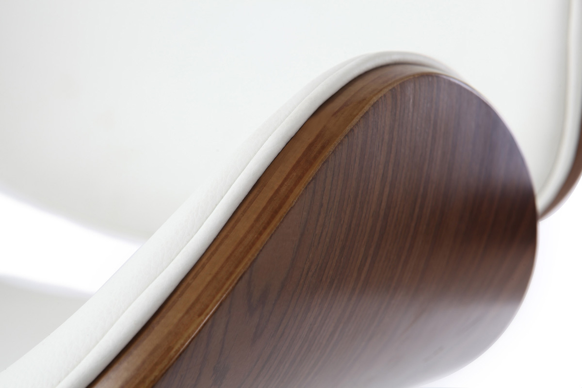 Taburete de bar de dise�o blanco y madera oscura WALNUT