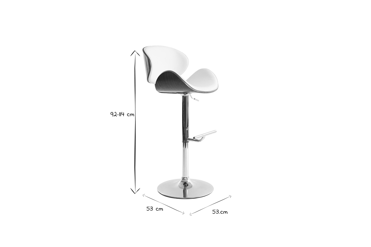 Taburete de bar de dise�o blanco y madera oscura WALNUT