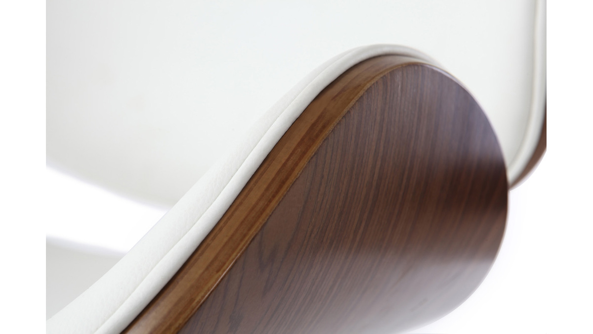 Taburete de bar de diseo blanco y madera WALNUT