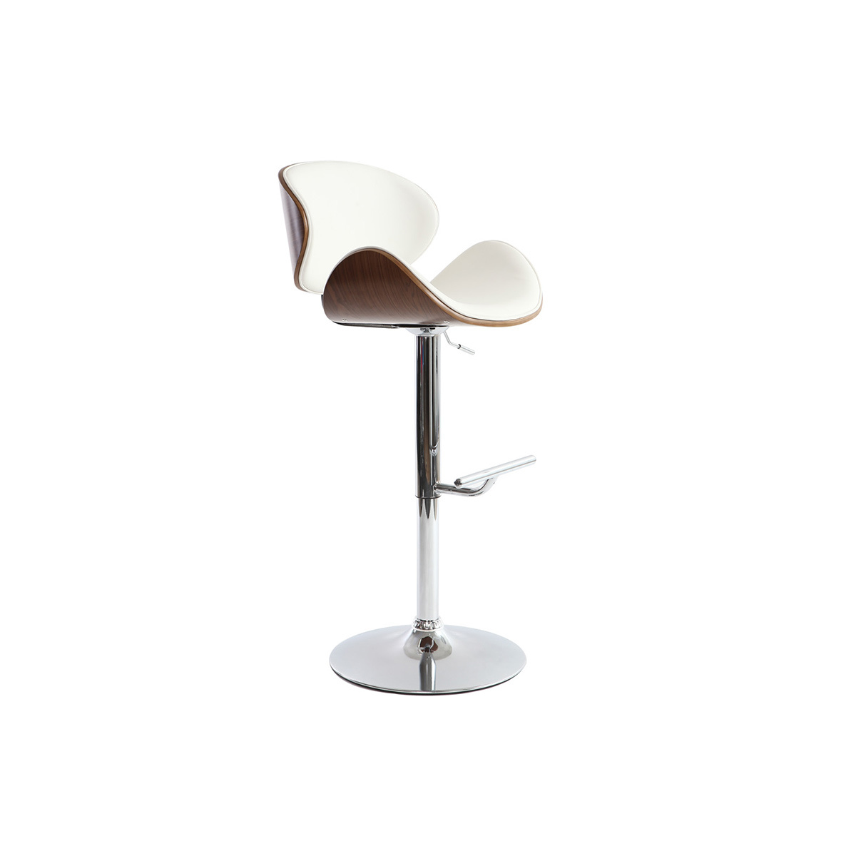 Taburete de bar de diseño blanco y madera WALNUT