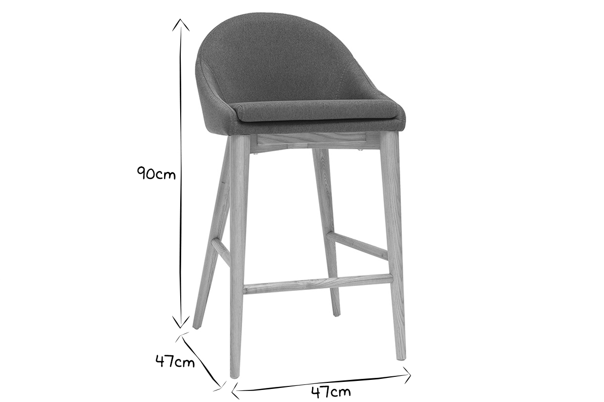 Taburete de bar de dise�o en tejido beige y madera clara H66.5 cm DALIA