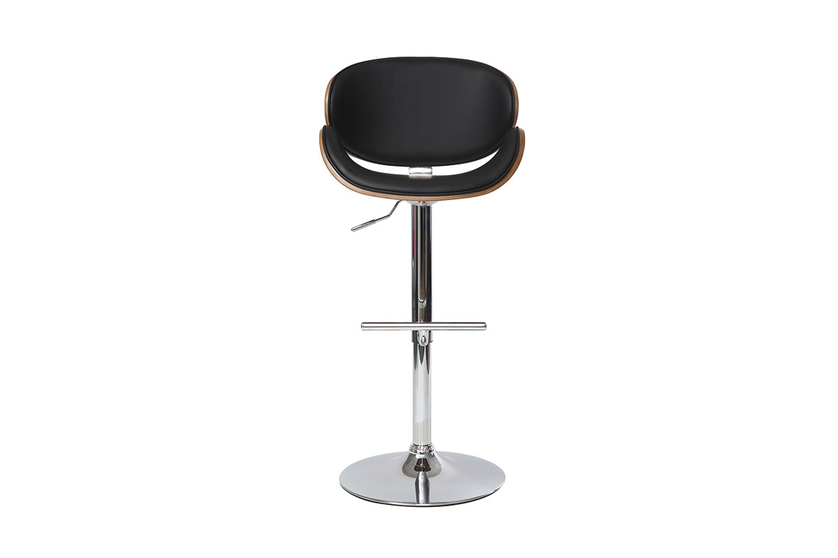 Taburete de bar de diseo negro y madera WALNUT