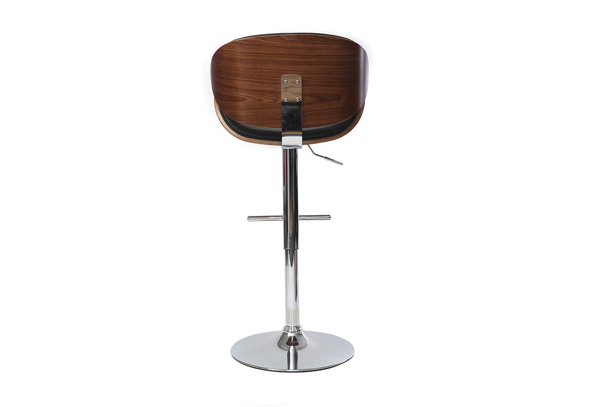 Taburete de bar de diseo negro y madera WALNUT