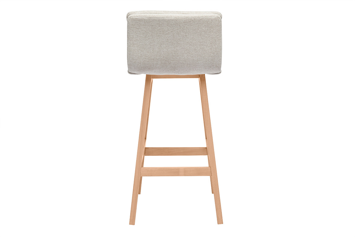 Taburete de bar de tela beige con efecto terciopelo texturizado y madera (juego de 2) JOAN