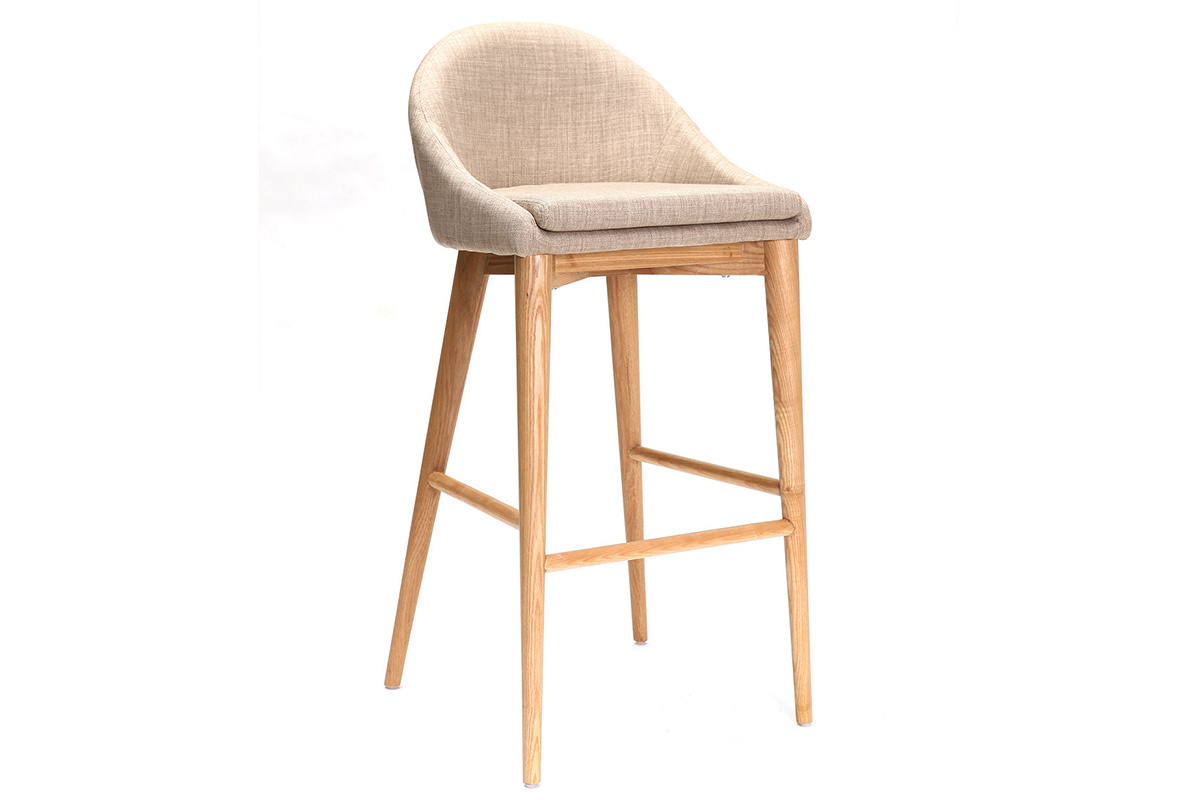 Taburete de bar diseo 75cm madera polister beige DALIA