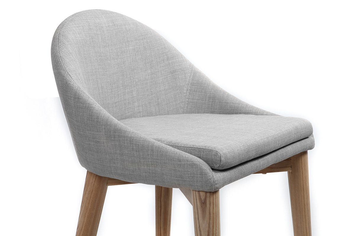 Taburete de bar diseo 75cm madera tejido gris claro DALIA