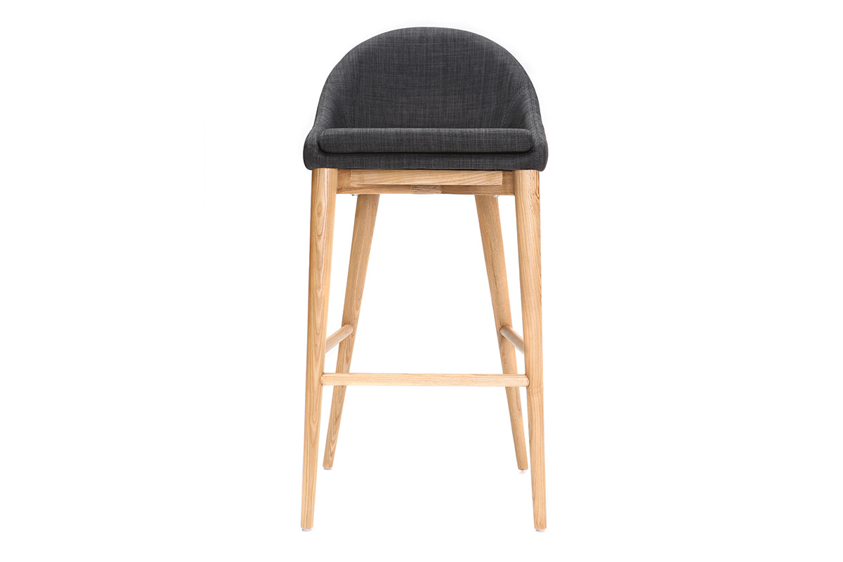 Taburete de bar diseo 75cm madera y tejido gris antracita DALIA