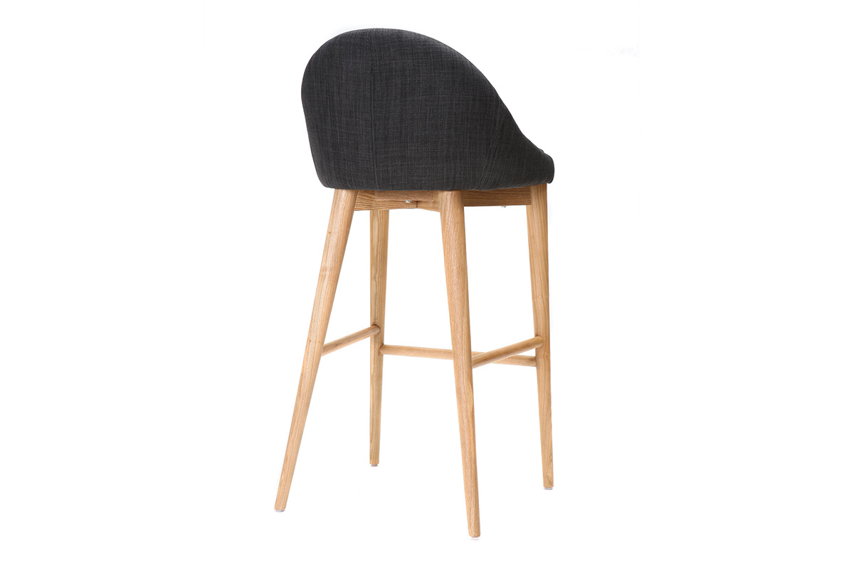 Taburete de bar diseo 75cm madera y tejido gris antracita DALIA