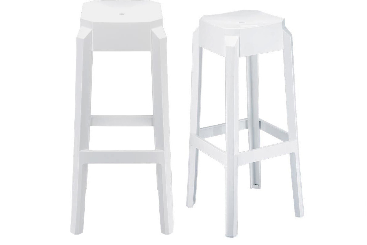 Taburete de bar diseo blanco 75cm lote de 2 CLEAR