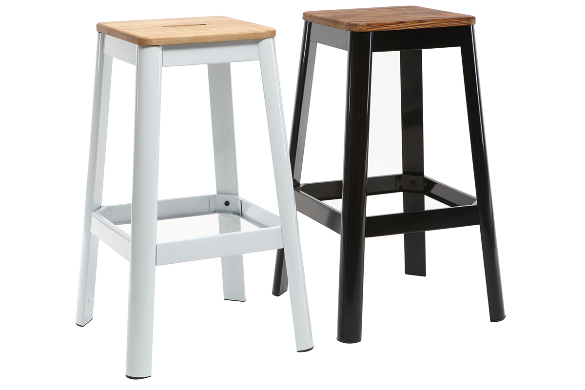 Taburete de bar diseo blanco A75cm NICK