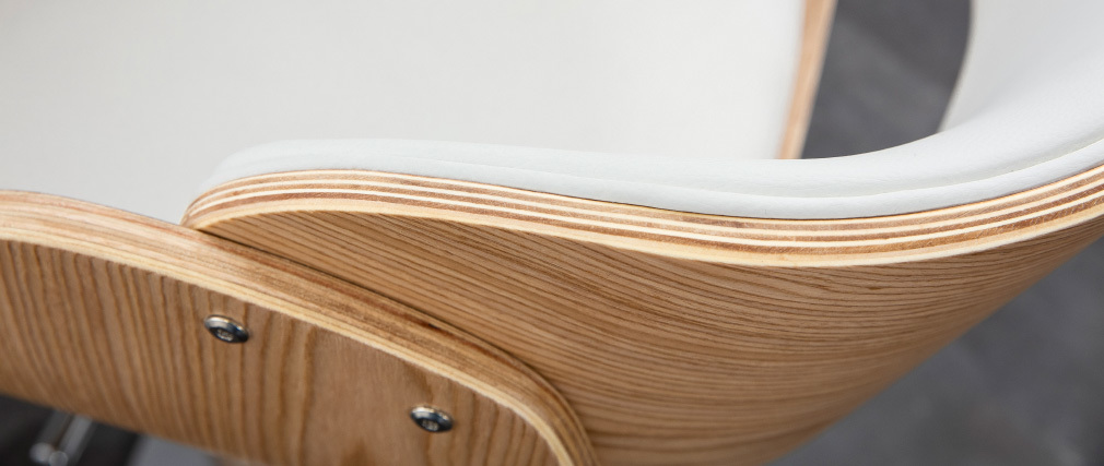 Taburete de bar diseño blanco y madera clara BENT