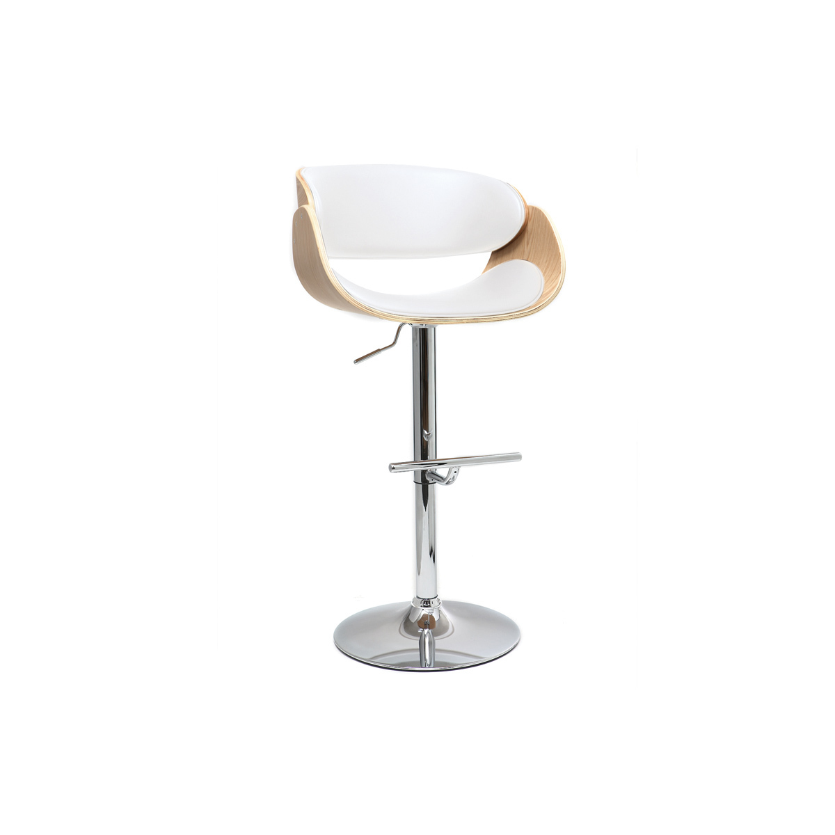 Taburete de bar diseño blanco y madera clara BENT
