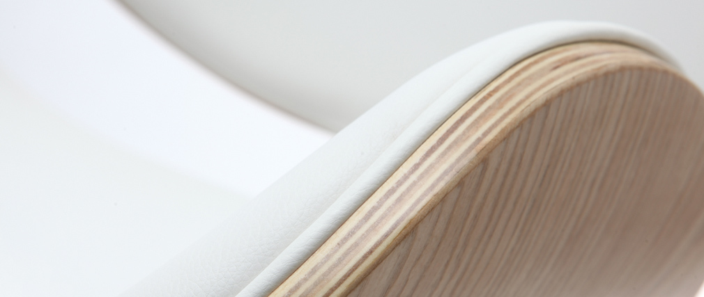 Taburete de bar diseño blanco y madera clara WALNUT