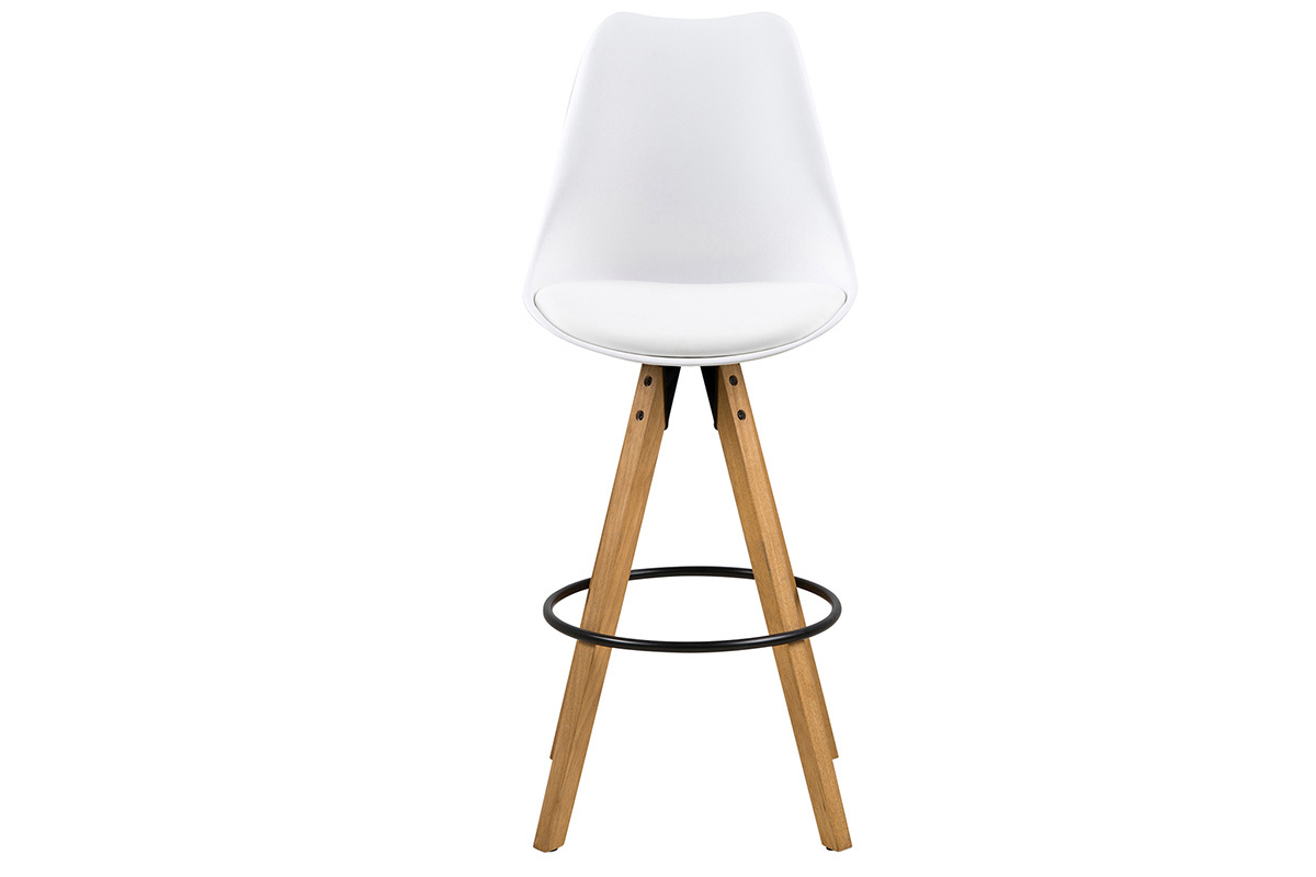 Taburete de bar diseo blanco y madera lote de 2 NADJA