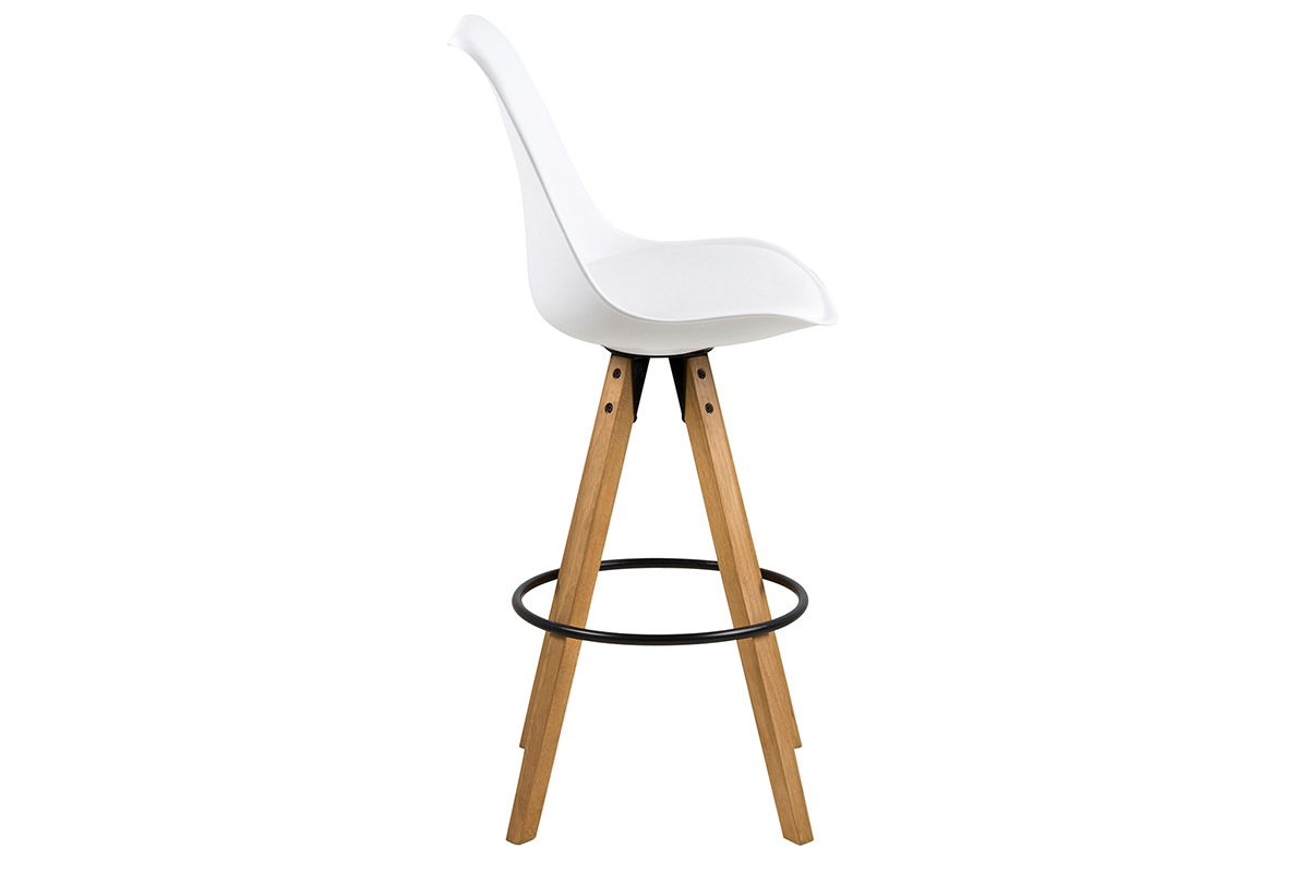 Taburete de bar diseo blanco y madera lote de 2 NADJA