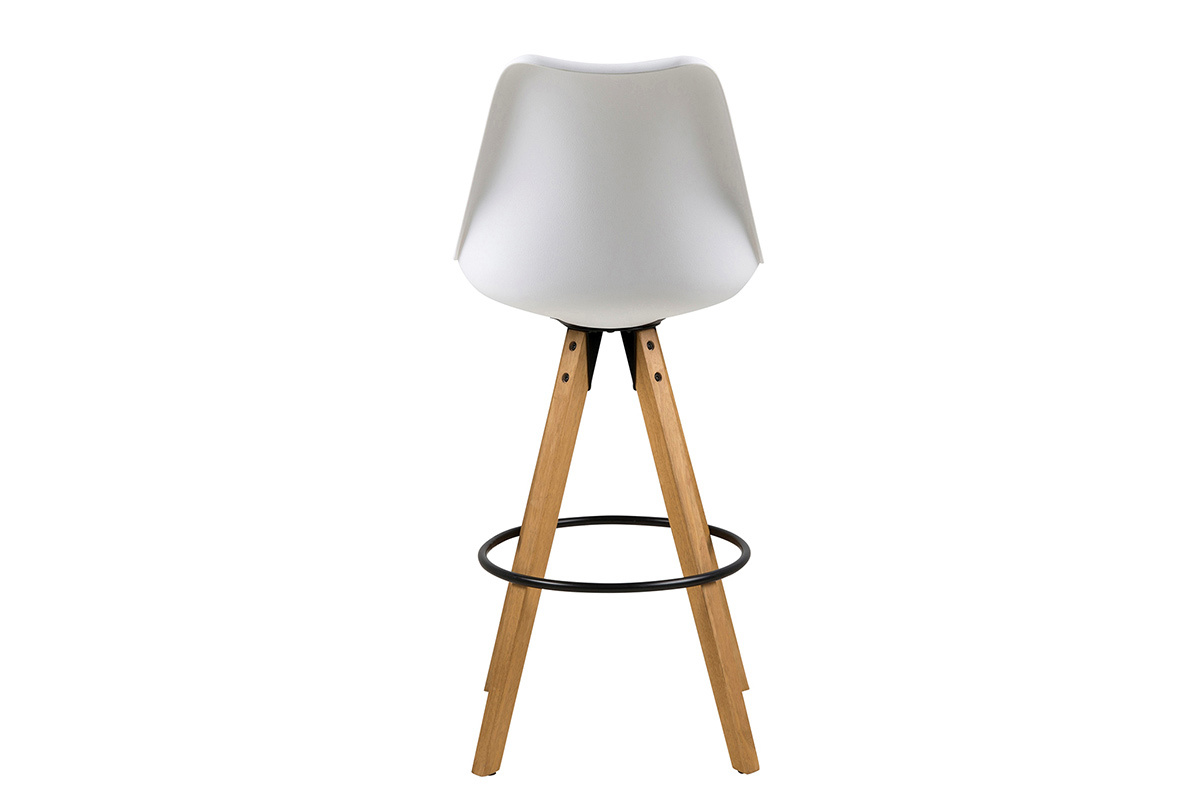 Taburete de bar diseo blanco y madera lote de 2 NADJA
