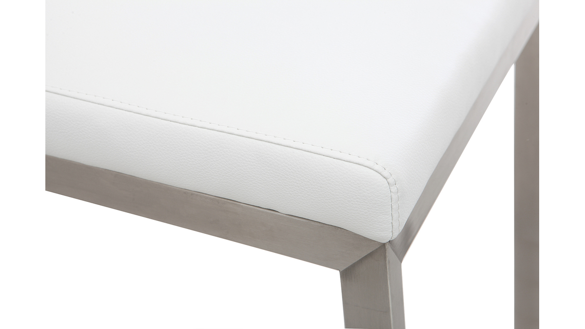 Taburete de bar diseo contemporneo - aluminio y PU blanco lote de dos STELLAR