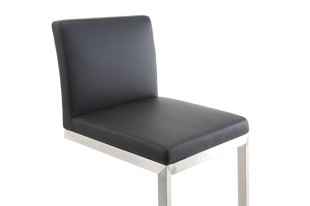 Taburete de bar diseo contemporneo - aluminio y PU negro  lote de dos STELLAR