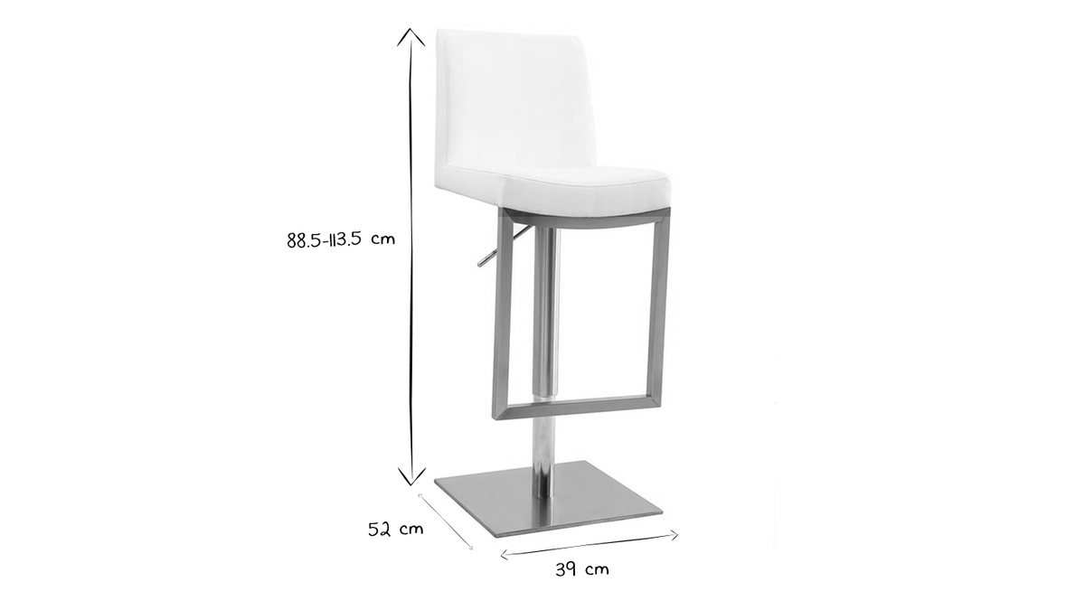 Taburete de bar diseo contemporneo - metal y PU blanco - KYLE