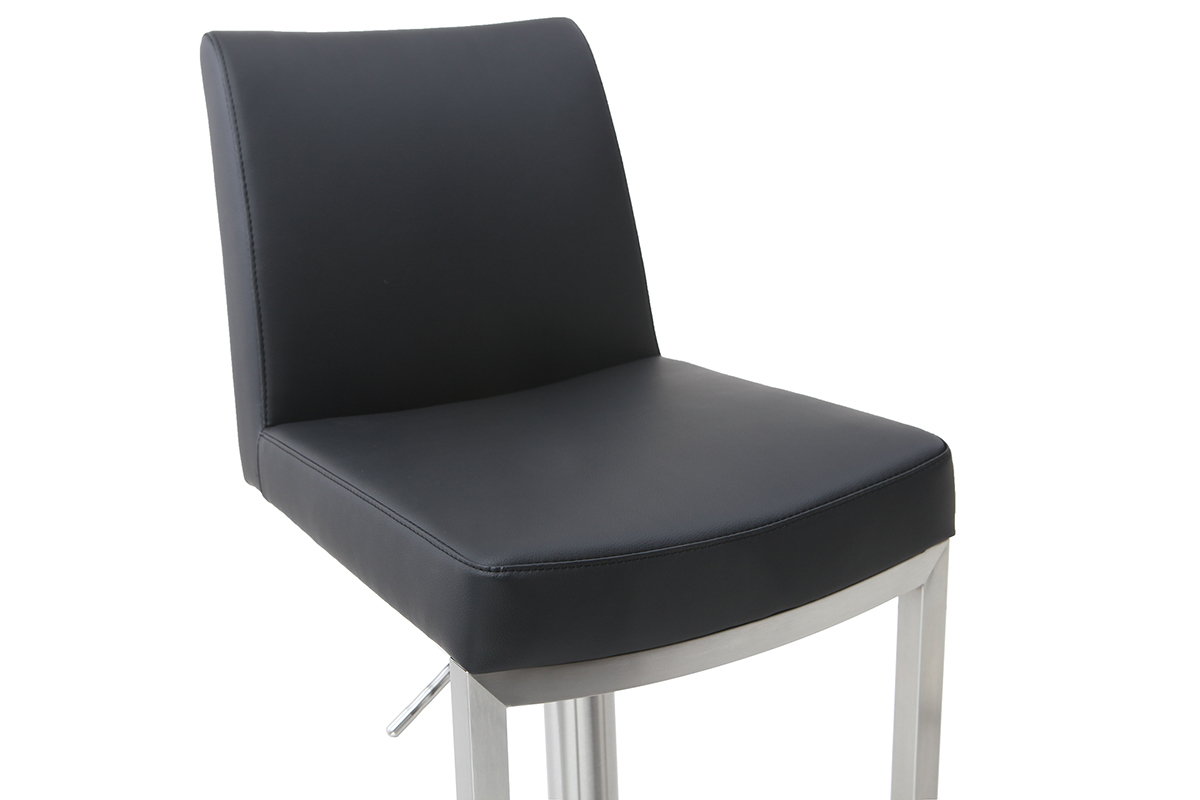 Taburete de bar diseo contemporneo - metal y PU negro - KYLE