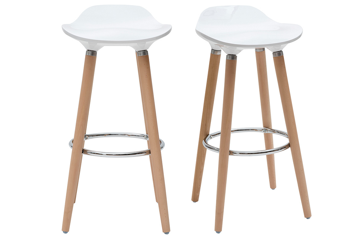 Taburete de bar diseo escandinavo blanco lote de 2 GILDA