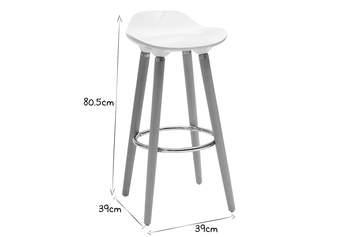Taburete de bar diseo escandinavo blanco lote de 2 GILDA