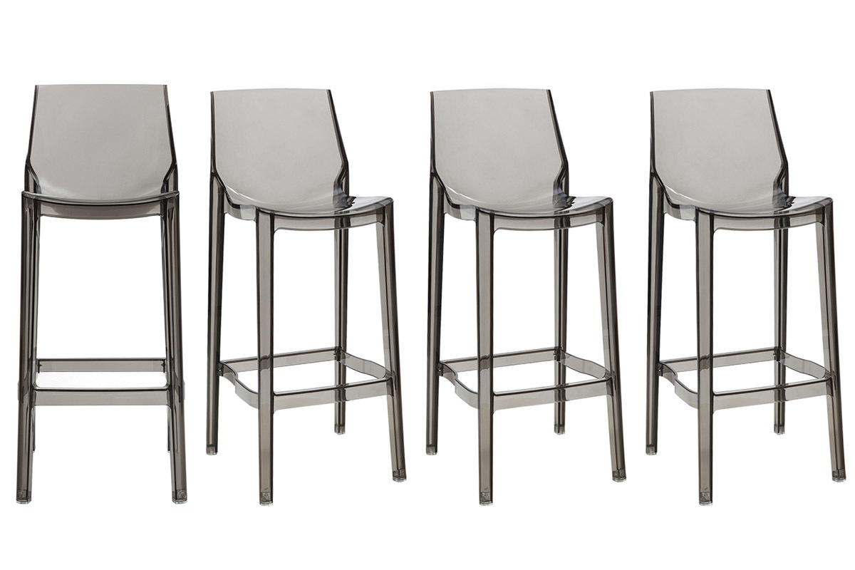 Taburete de bar diseo gris ahumado lote de 4 YLAK