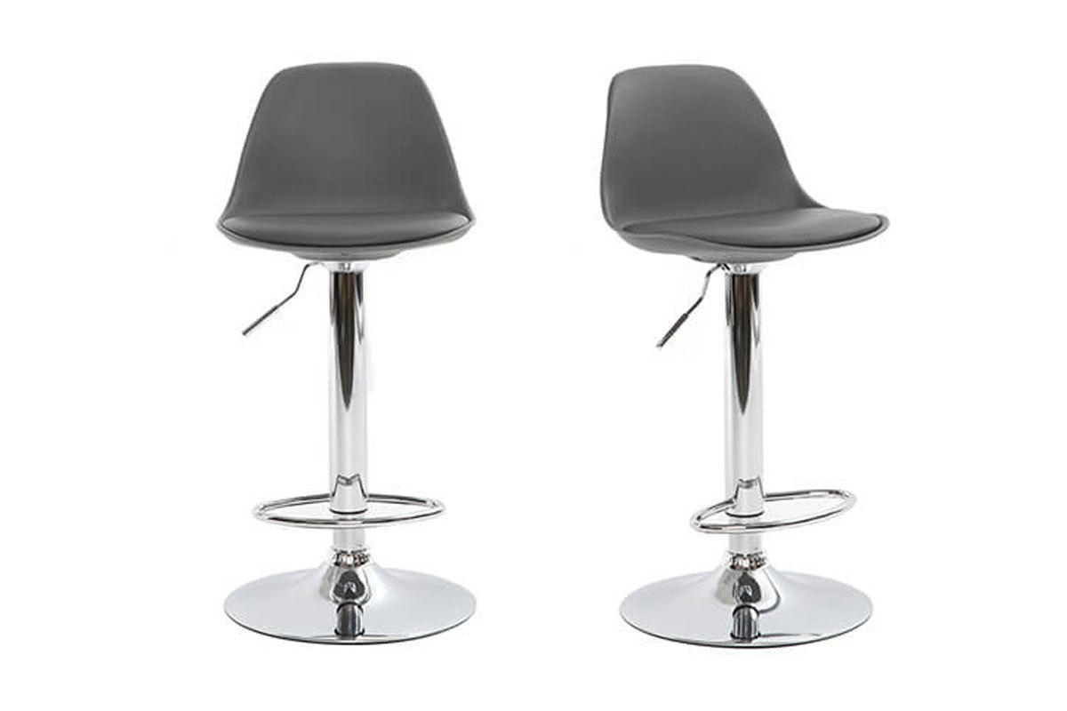 Taburete de bar diseo gris lote de 2 STEEVY