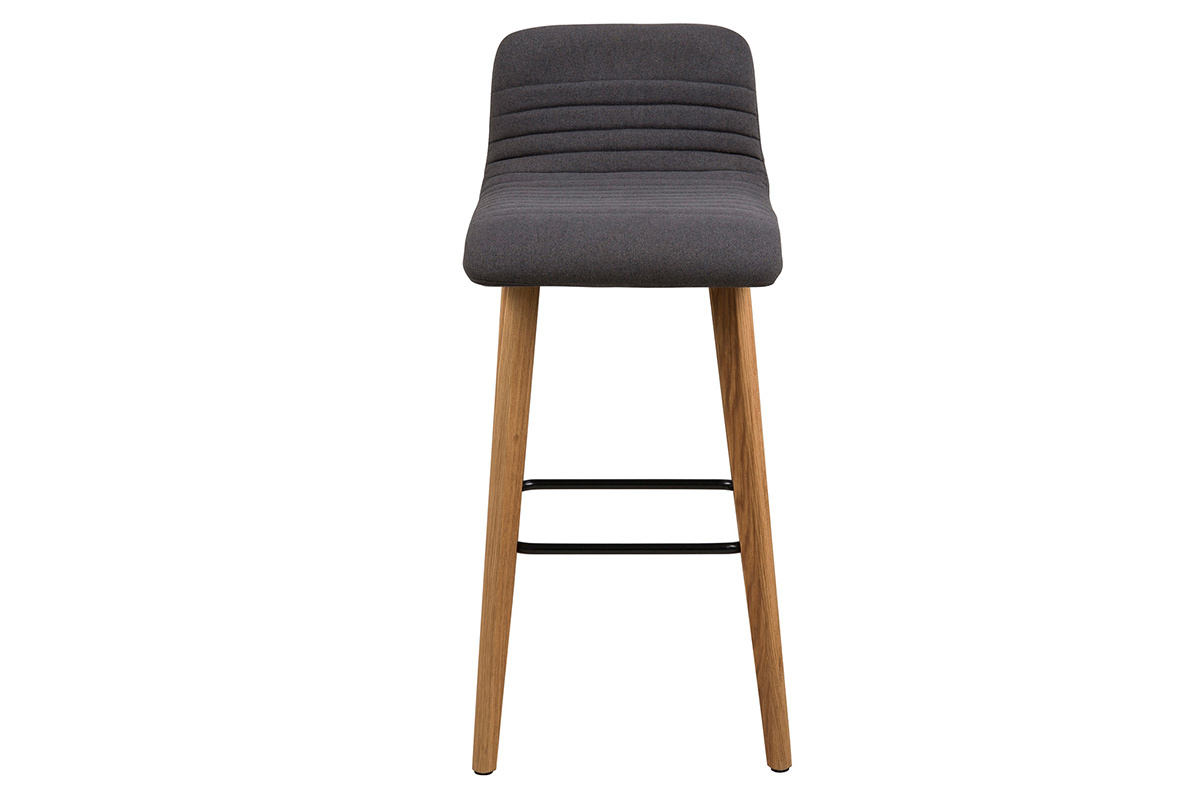 Taburete de bar dise�o gris oscuro y madera lote de 2 ULRIK