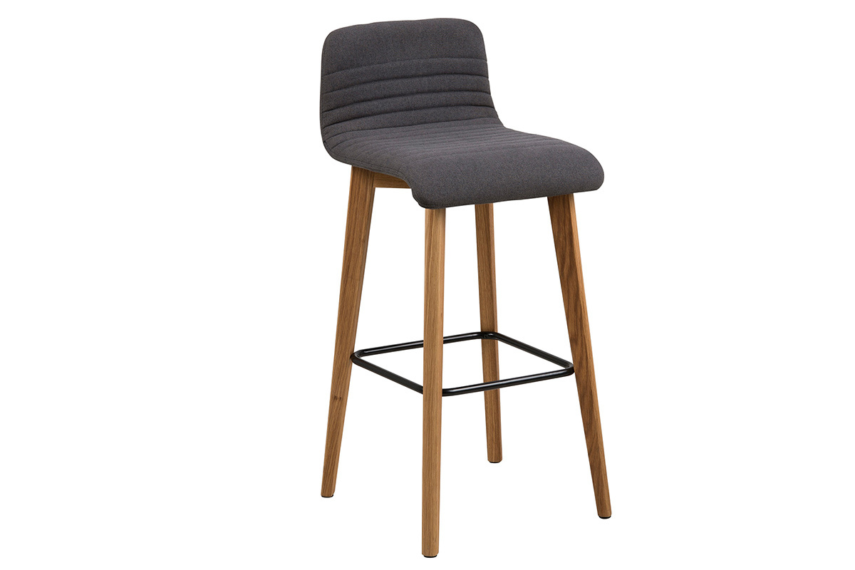 Taburete de bar dise�o gris oscuro y madera lote de 2 ULRIK