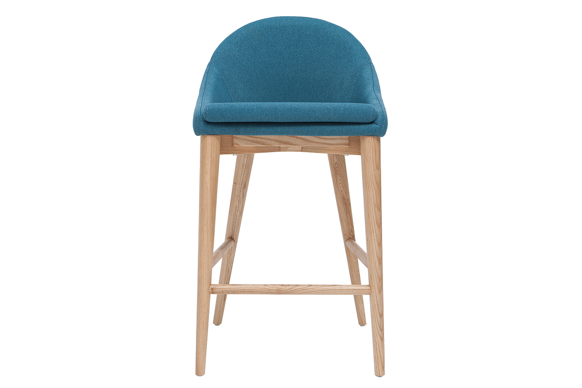 Taburete de bar diseo madera polister azul petrleo 67cm DALIA