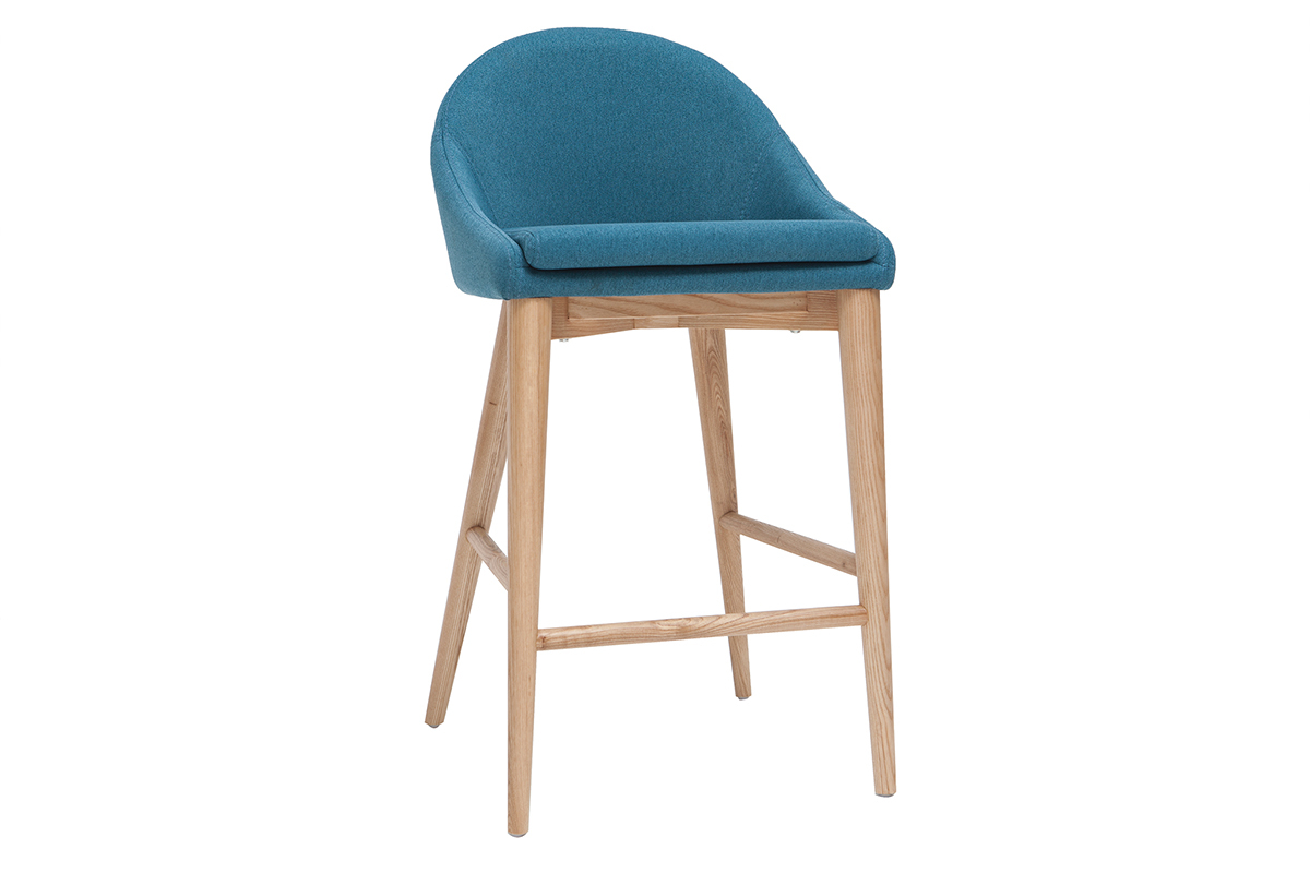 Taburete de bar diseo madera polister azul petrleo 67cm DALIA