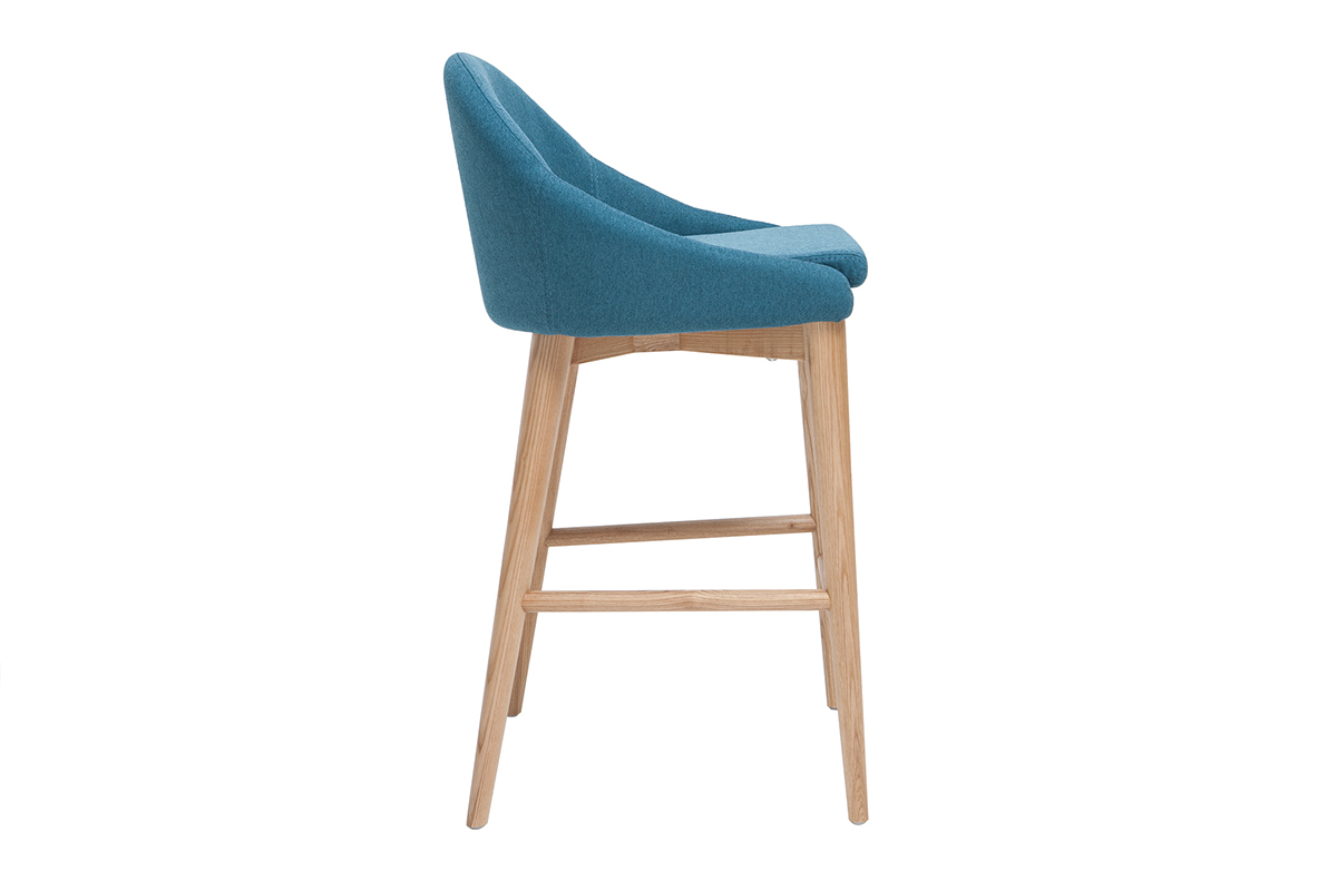 Taburete de bar diseo madera polister azul petrleo 67cm DALIA