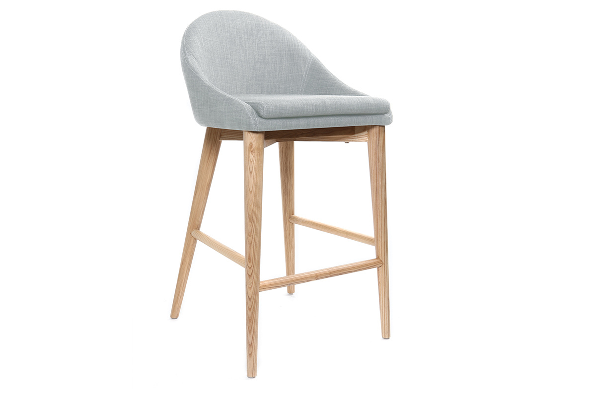 Taburete de bar diseo madera polister gris claro 67cm DALIA