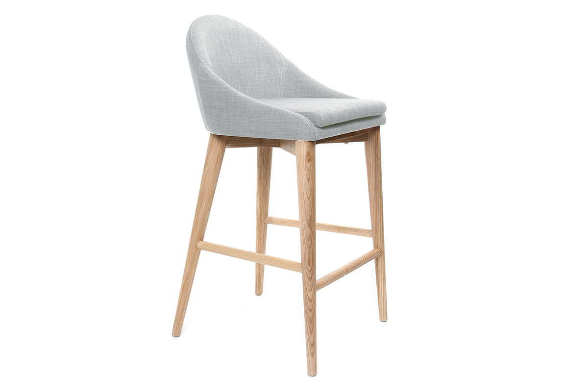 Taburete de bar diseo madera polister gris claro 67cm DALIA