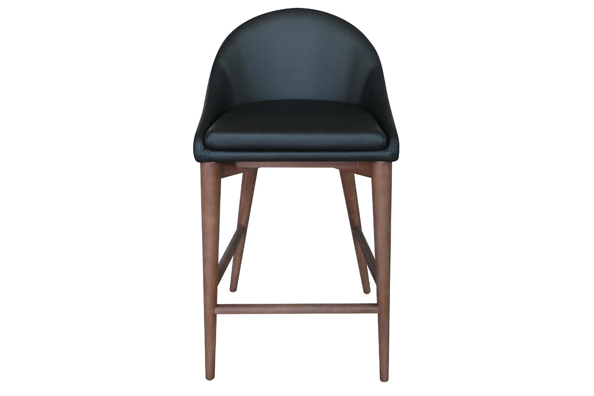 Taburete de bar diseo madera PU negro 65cm DALIA