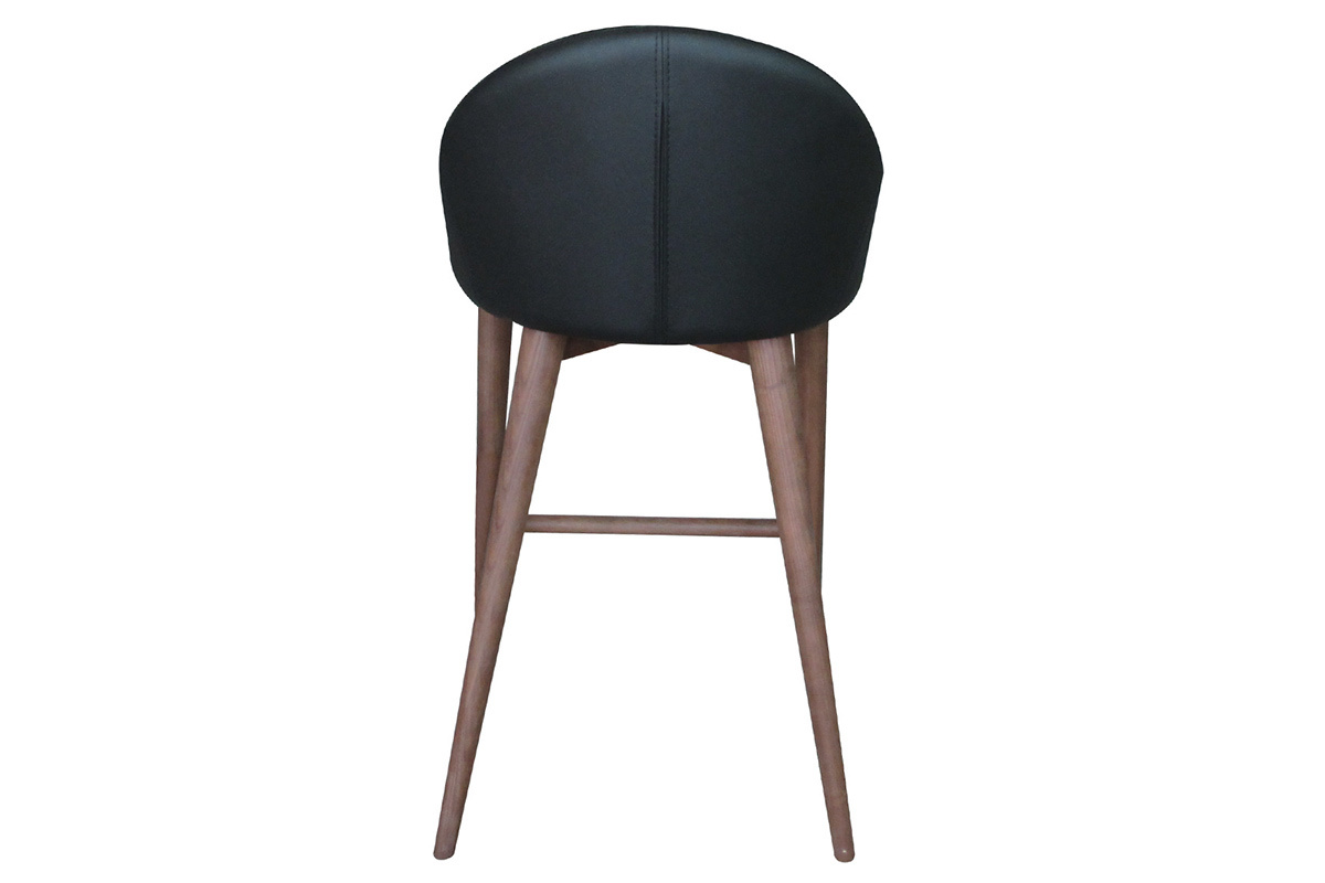 Taburete de bar diseo madera PU negro 65cm DALIA