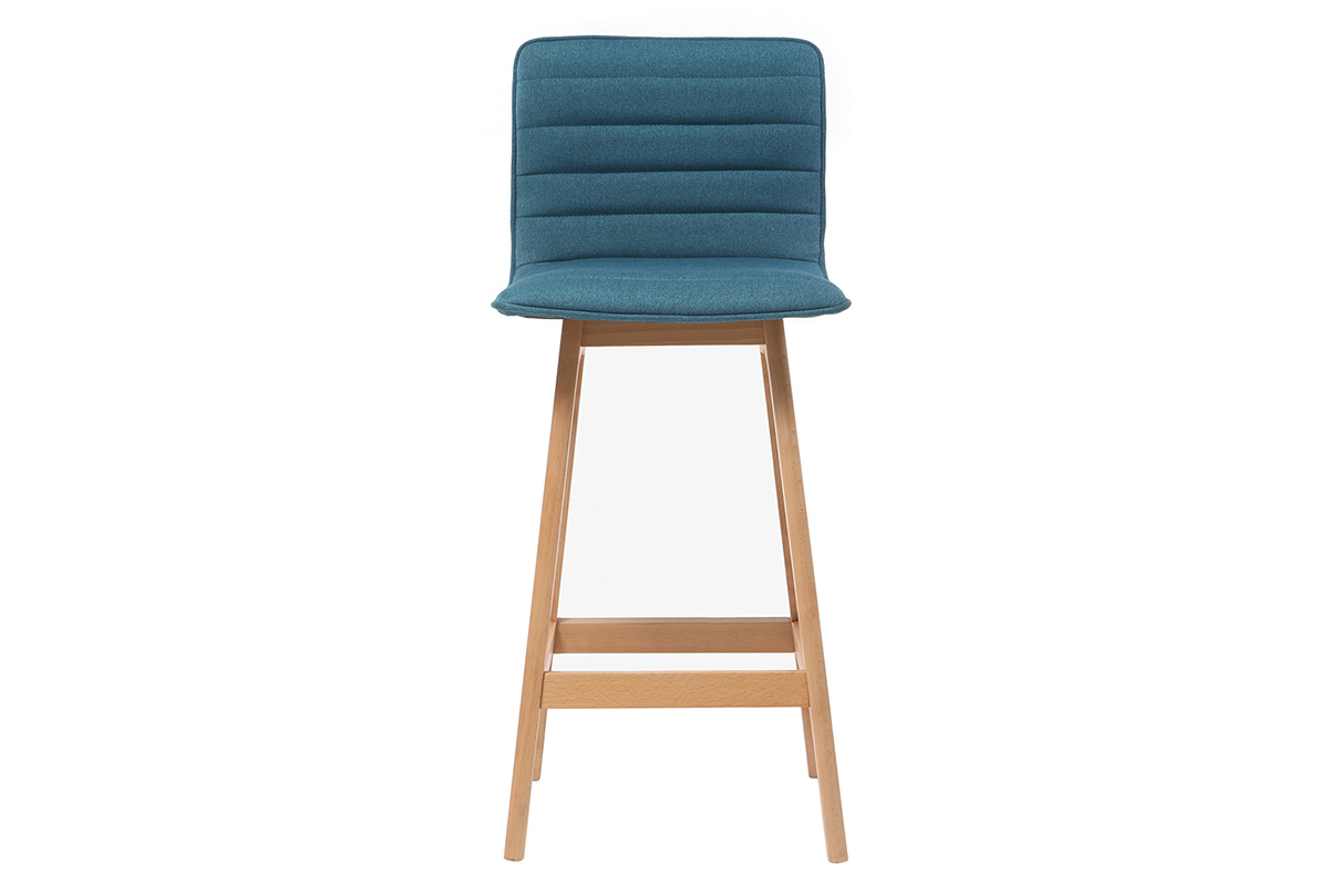 Taburete de bar diseo madera y azul petrleo 65cm lote de 2 EMMA