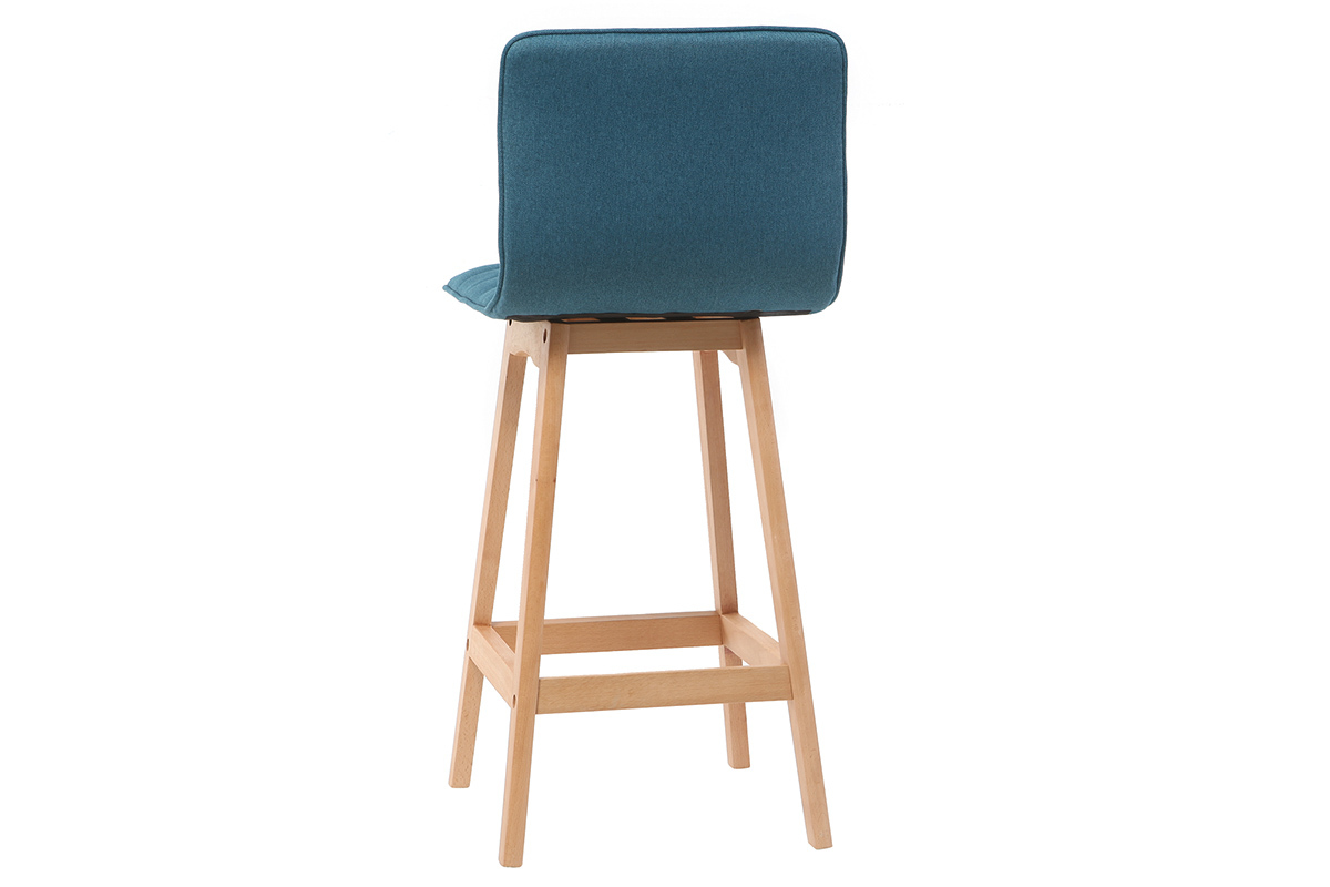 Taburete de bar diseo madera y azul petrleo 65cm lote de 2 EMMA