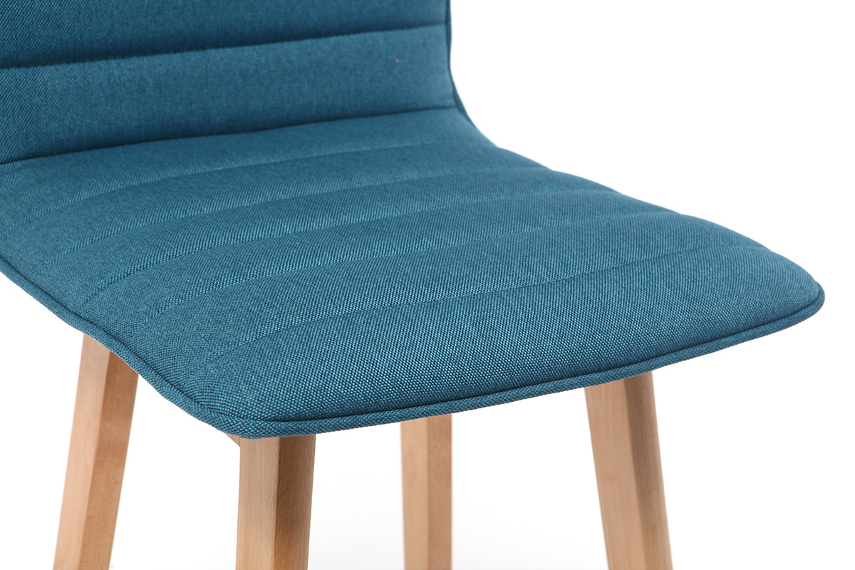 Taburete de bar diseo madera y azul petrleo 65cm lote de 2 EMMA