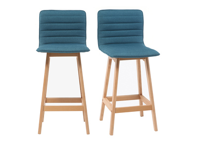2 taburetes altos estilo nórdico Ins, taburetes de barra de cocina de  madera maciza de 28.3 in de algodón y lino silla de cojín, adecuado para el