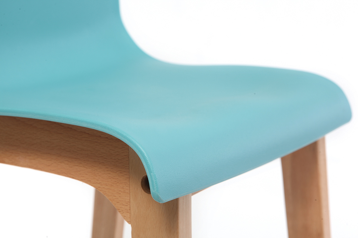 Taburete de bar diseo madera y azul petrleo 65cm lote de 2 NEW SURF