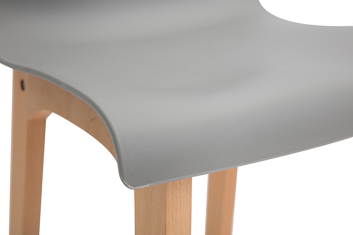 Taburete de bar diseo madera y gris claro 65cm lote de 2 NEW SURF