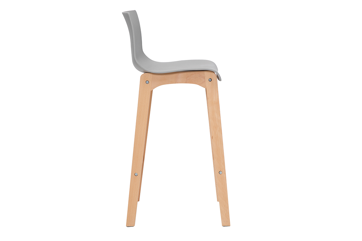 Taburete de bar diseo madera y gris claro 65cm lote de 2 NEW SURF