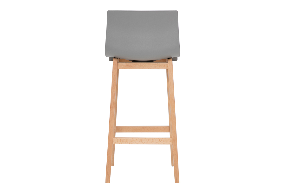 Taburete de bar diseo madera y gris claro 65cm lote de 2 NEW SURF