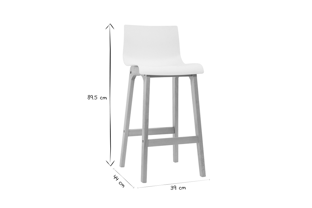 Taburete de bar diseo madera y gris claro 65cm lote de 2 NEW SURF