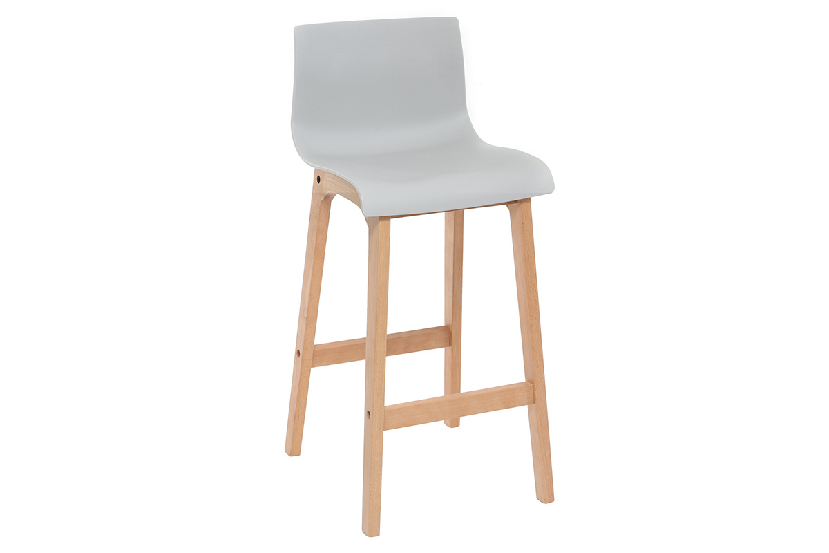 Taburete de bar diseo madera y gris claro 75cm lote de 2 NEW SURF