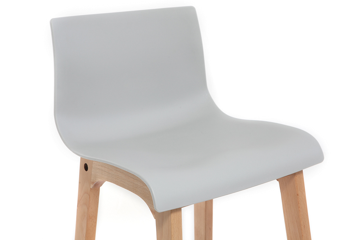 Taburete de bar diseo madera y gris claro 75cm lote de 2 NEW SURF
